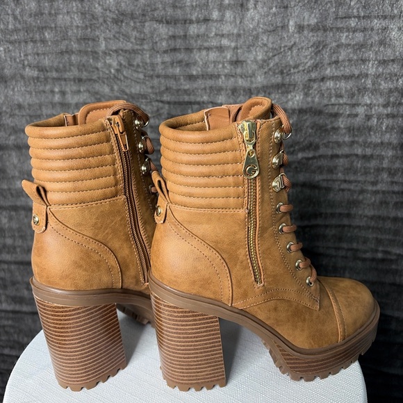 GBG Los Angeles Brown Lace Up Ankle Boots Block Heel Women’s 5.5(B109) - Picture 5 of 9